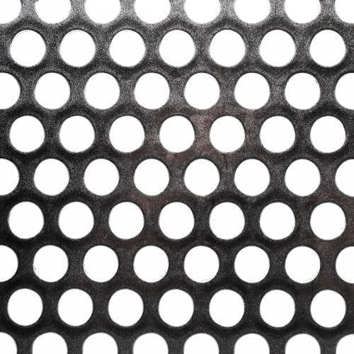 The Mesh Company Mild Steel Perforated Sheet Metal Round & Square Hole | 500 x 500mm (50 x 50cm) Panels Hole Metal Mesh Sheet Plate (15mm Round 20mm x 2mm)