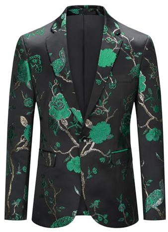 YOUTHUP Blazer Homme Brodé Mode Slim Fit Floral Bal Mariage Smoking Soirée
