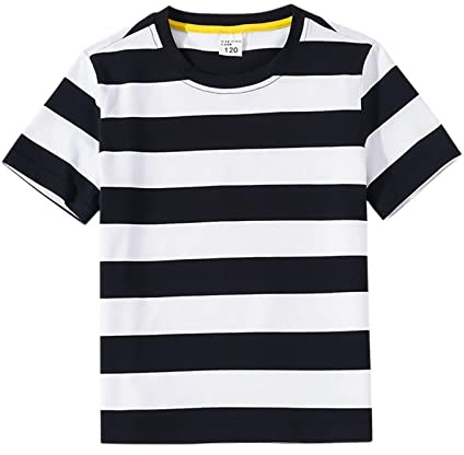 Cozozn Boys' Short Sleeve Striped T Shirt Cotton Kids Crew Neck Tees Tops Stripes Age 2-11 Years