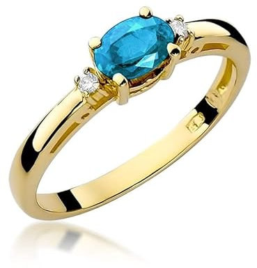Damen Ring 585 14k Gold Gelbgold echt Topas Edelstein Diamanten Brillanten