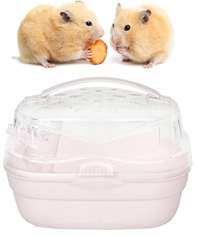 Pssopp Cage de Voyage pour Hamster, étui de Transport Portable Léger pour Petit Animal pour Les Voyages en Plein Air (Rose Cerise Clair)
