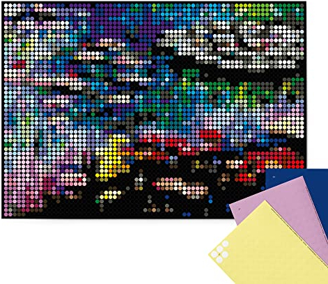 dot on Pixelart water lilies - DIY Poster 50x70 cm - Bastelset für Erwachsene Kunst mit Klebepunkten Stickerset Mosaik Aufkleber Basteln Selbermachen DIY Stickerart - Blumen