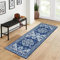 LuxFocus Flur Läufer Waschbarer Rutschfester Teppich Traditionell Bodenmatte mit Blumenmuster für Eingangsbereich Schmutzabweisender Teppichläufer für Flur Weiß-Blau 60x230 cm