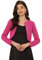 Allegra K Women's Crop Cardigans Curved Hem Open Front Bolero Shrug Fuchsia M