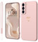 Mitetabo Samsung Galaxy S21 FE 5G Hülle - Dünne Silikon Schutzhülle Mit Gold Liebesherz, Kratzfeste Rundumschutz Handyhülle in Rosa