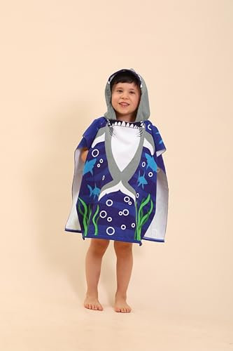 Hai-Kapuzenhandtücher für Kinder, Strandtücher für Jungen/Mädchen, Schwimmhandtücher/Bademäntel/tragbare Handtücher/Pool-Handtücher für Kinder 2–10, Poncho-Strandtücher für Kinder, Strandtücher mit