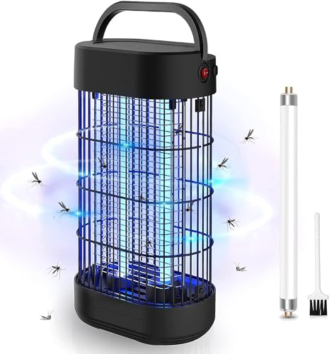 Lampara Antimosquitos Electrico, 18W Efectivamente 80㎡ Luz UV Matainsectos Eléctrico No Tóxico Matamoscas para Interiores Trampa para Mosquitos para Dormitorio Cocina Patio (Negro)