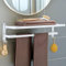 yozhch Porta asciugamani da bagno con ganci, portasciugamani pieghevole da parete, 2 ripiani bianco con mensola, adesivi senza chiodi/installazione forata, alluminio (38cm)