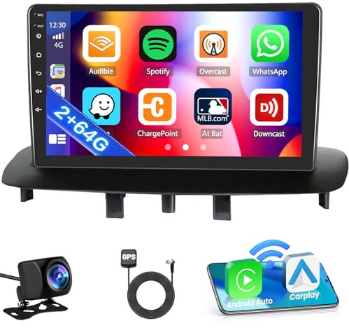 Inefala 2G+64G Android 15 per Renault Megane 3 2009-2014 Autoradio con Wireless CarPlay Android Auto Mirror Link 9 Touchscreen Stereo Auto Android con GPS WiFi FM/RDS USB SWC Mic Retrocamera