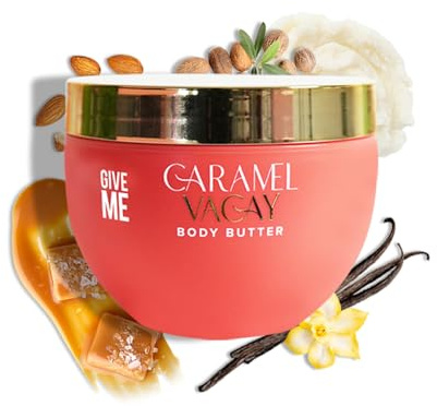 Give Me Cosmetics Caramel Vacay Hydrating Body Butter 200ml, Luxurious Moisturiser for Dry Skin with Shea Butter Pistachio Sweet Almond, Gifts for Women