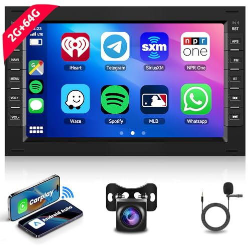 Hodozzy 2G+64G Autoradio per VW Passat Golf MK5 Trasporto Jetta POLO Touran Seat Sharan Skoda con Carplay Android Auto, 7 Pollici Touch Screen con GPS Wifi Bluetooth Radio FM/RDS/EQ SWC+Telecamera