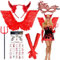 Engelsflügel Teufel Kostüm 66cm, Rote Angel Wings Teufel Kostüm Damen Mädchen, Mit Haarreif,Teufelshörner, Tattoo, Handschuhe, Mask,Engel Flügel für Kinder Damen Mädchen Jungen,Halloween,Engel-Cosplay