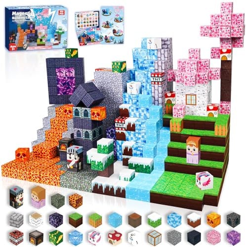 ToyUnited Magnetische Bausteine 150 Teile Magnetbausteine »Drachenabenteuer« –Fantasiewelt mit Vulkan, Ritter & Magischen Kirschblüten, Beschäftigung Autofahrt Kinder ab 4 5 6 7 Jahren