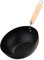 Alipis Padella Wok A Fondo Piatto In Acciaio Carbonio Padelle Piccole Con Manico In Legno Padella Antiaderente Da 22 Cm Pentola Da Campeggio