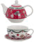 Blanc Mariclò Teiera natalizia con tazza e piattino Amamelide in porcellana, vintage 400 ml