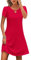 Zeagoo Summer T-Shirt Dress Women Short Sleeve Hawaiian Dress Sundress Ladies Casual Dresses with Pockets Red XL