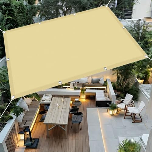 Voile d'ombrage rectangulaire imperméable 100 x 100 cm avec protection contre les intempéries et durable, idéal pour jardin, terrasse, pergola et balcon, couleur crème