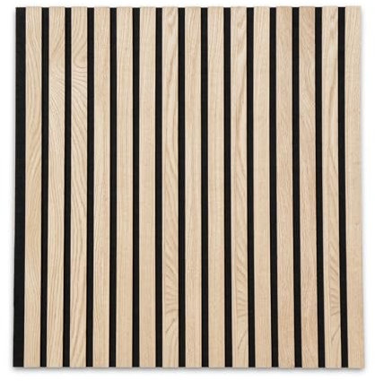 KARAT Panneaux muraux en MDF - Panneau mural avec placage en bois et feutre - Tasseau mural Décoration pour intérieur - Isolation sonore pour bureau maison (White Oak 60x60 cm Epaisseur 2,1 cm)
