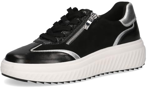 Caprice Damen Sneaker flach aus Leder mit Reißverschluss