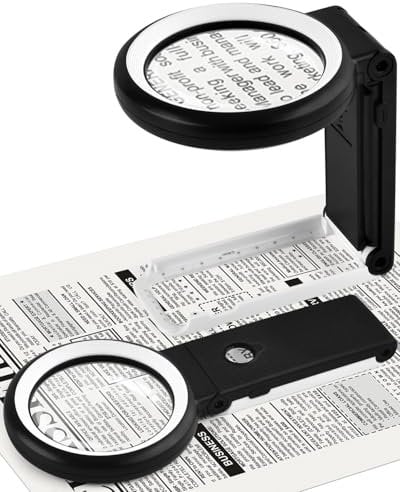 18LED Lupe mit Licht und Ständer, BROTOU 30 Fach Magnifying Glass Leselupe - 3 Modi Dimmbare Handlupe, Vergrößerungsglas für Senioren Juwelier Makuladegeneration Münzen
