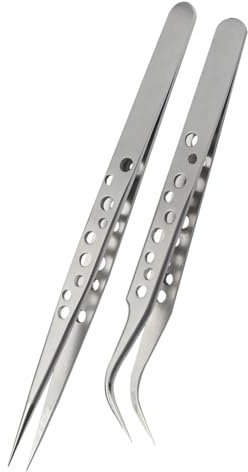 Juego de 2 pinzas curvas y rectas de acero inoxidable para jardinería y modelismo con diseños ergonómicos