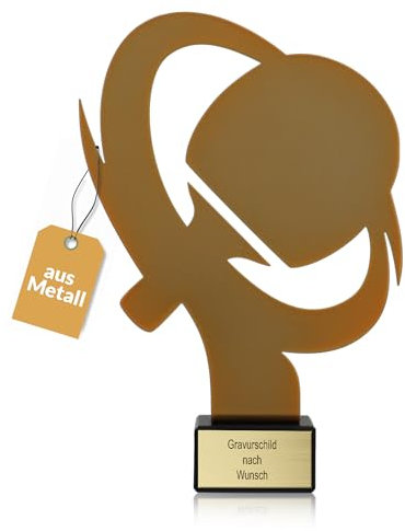 Pokal-Fabrik - Goldener Tischtennis Pokal 21 cm aus Metall mit Gravur - Geschenk-Trophäe mit Tischtennisschläger & Steinsockel - Personalisiertes Geschenk - Wanderpokal Tischtennis Zubehör