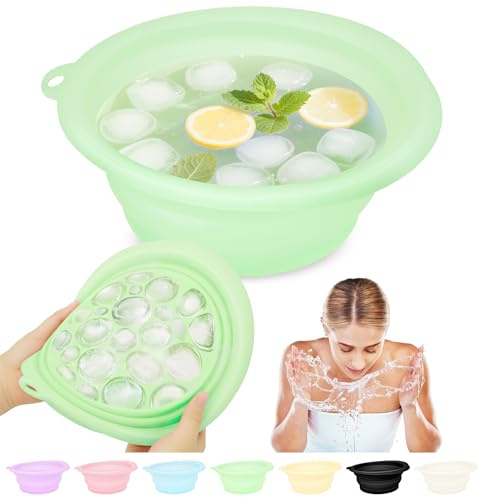 Musiwanna Face Ice Bath Bowl, Faltbares Eiswürfel für Gesicht, Silikon Schüssel für Gesicht Eisbad, Facial Ice Bath Washbasin Eingebaute Eiswürfelschale für den Heimgebrauch oder Unterwegs