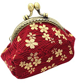 Veemoon Porte-Monnaie Rétro à Fleurs De Cerisier Vintage Doré, Cuir Synthétique, Portefeuille Compact Multifonction, Femme, Usage Quotidien Et Voyage, Couleur Rouge Éclatant