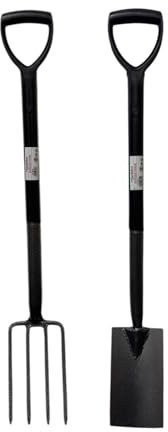 Carbon Steel Fork and Spade Border Set - Durable Garden Tools for Lawn Care - Strong and Tough Hand Tools for Gardeners