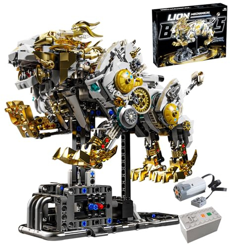 CSNRHG Mechanical Lion Building Block Toy Set Futuristic Mechanical Beast | Model with Movable Parts & Gears Premium Mechanical Building Kit with Display Stand and Motor Ideal Gift for Boys & Adults