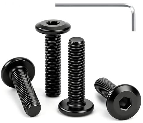 GUNGY Vis à Tête Plate M5 x 16 mm Noir Vis à Six Pans Creux en Acier Inoxydable A2 V2A Boulons de Meubles Hexagonale Filetage Complet avec Clé Allen 25 Pièces