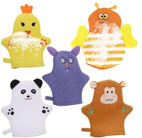Gants Pour Le Bain 5 Pièces Filet Moussant en 3D Forme de Fruit Outil