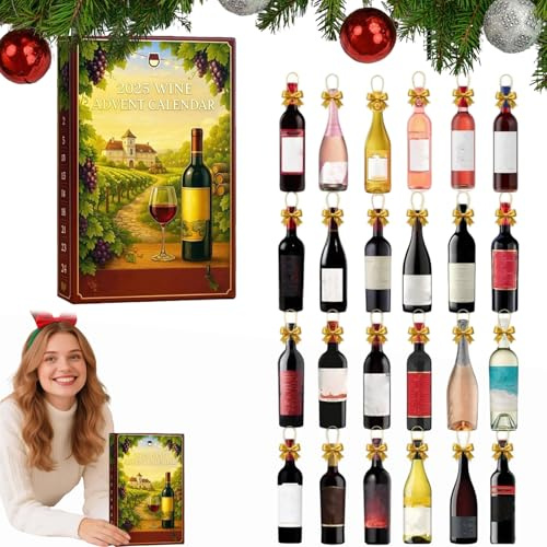 Wine Advent Calendar 2025,wine lovers advent calendar,24 Days of Christmas AdventCalendar Boxes - Festive Countdown with 24 Mini Bottles,Countdown Surprise Gifts for Alcohol Lovers-A