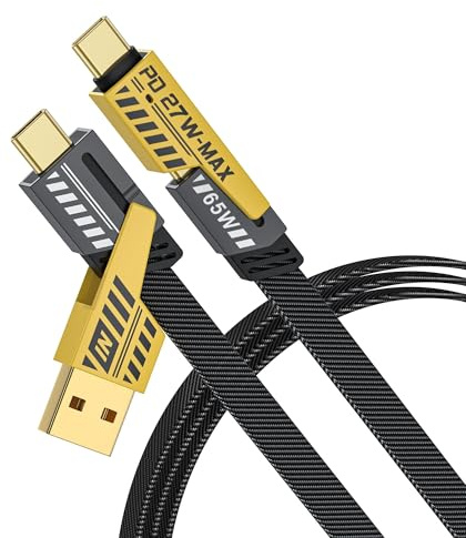 NOHON 4 in 1 Multi Charger Cable: 4FT/1.2M Multiple Fast Charging Cable with USB A/USB C to Type C [65W] /PD [27W] Nylon Braided Charger Cord Compatible with iPhone Android Samsung Galaxy iPad MacBook