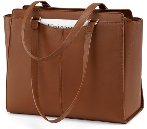 RAINSMORE Sac à Main Femme Grand Sac Cabas Imperméable Sacs Ordinateur Portable 14 Pouces Sacs Fourre-Tout Cuir PU Avec Fermeture Éclair Poche Intérieure Cours Voyage Affaires École