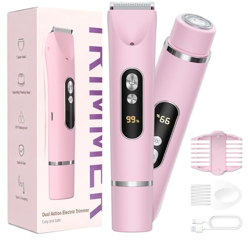MANKIW Intimrasierer für Frauen, 2-in-1 Doppelkopf-Rasierer, IPX7 | 2-in-1 Damenrasierer mit Doppelkopf, IPX7 wasserdicht und USB-Ladung für Bikinizone, Achseln, Beine und Körper