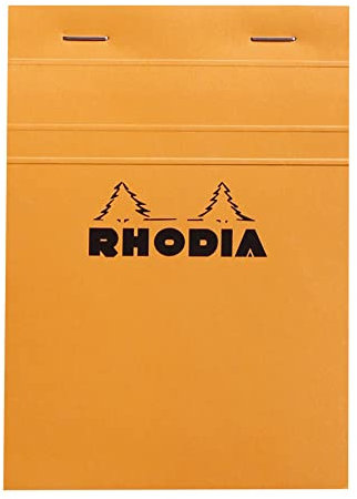Rhodia 13200C - Notizblock (DIN A6, 10,5 x 14,8 cm, geheftet, mikroperforiert, kariert, 80 Blatt) 1 Stück orange