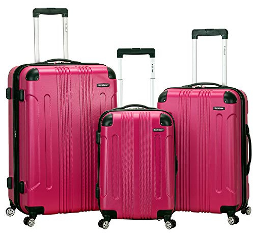 Rockland London Hardside 3 Piece Expandable Spinner Wheel Luggage Set, (20/24/28), Magenta