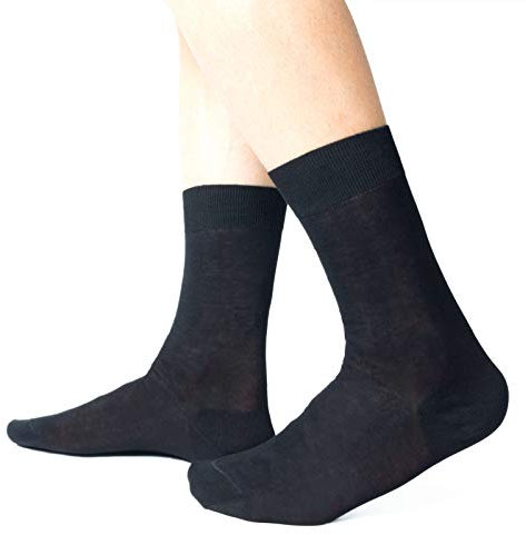 Ciocca Calze uomo corte, pregiato cotone 100% FILO SCOZIA - 6 Paia - tre taglie calze (44/45, Nero)