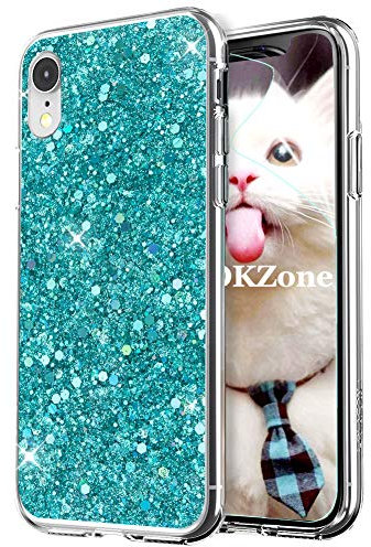 OKZone Funda iPhone XR Carcasa Purpurina, Cárcasa Brilla Glitter Brillante TPU Silicona Teléfono Smartphone Móvil Case [Protección a Pantalla y Cámara] para Apple iPhone XR 6.1 Pulgada (Verde)