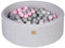 MEOWBABY Piscina di Palline per Bambini - Tondo 90x30cm Piscine con 200 Palline Colorate, Cotone, Grigio Chiaro: Trasparente/Rosa Pastello/Bianco Perla/Grigio