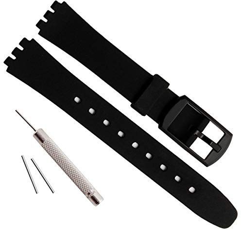OliBoPo Ersatz-Uhrenarmband, wasserdicht, Silikon, Gummi, 12 mm, Schwarz