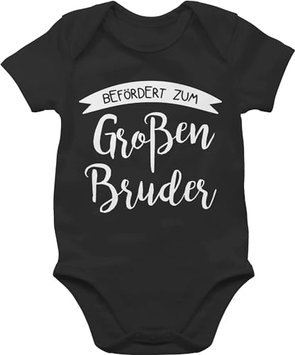 Shirtracer Baby Body Junge Mädchen - Großer - Befördert zum großen Bruder - 18/24 Monate - Schwarz - big bro ich werde baby-body baby+strampler+sprüche brüder grosser kurzarm grosse geschenk werden