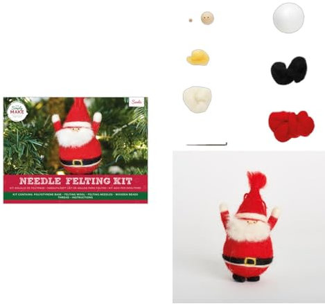 Simply Make Needle Felting Kit - Santa Design for Kids and Adults, Including Wool, Needles, and all Tools, Perfect for Adult Crafts and Beginners - Needle Felting Art & Craft Kit