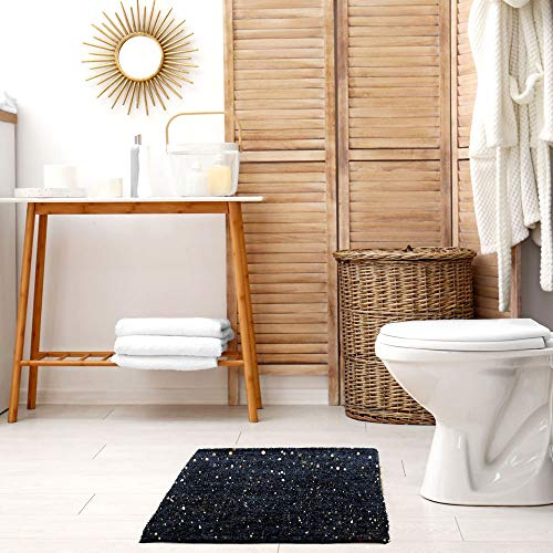 Emma Barclay Twinkle - Super Soft Bath Mat – Luxury Bath Mat With Sparkle Detailing, 60% Polyester, 40% Cotton in Black - 50x80cm