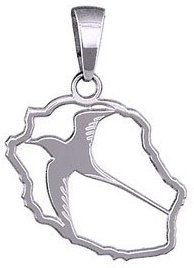 1001 Bijoux Pendentif carte Réunion avec oiseau decoupe argent 925‰ rhodié + Certificat d'Authenticité Argent 925‰