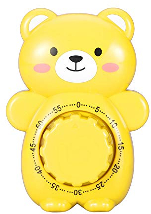 60 mins Egg Timer, Cute Bear Mechanical Wind Up Kitchen Timer for Cooking Boiling Eggs Water(Yellow)