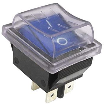 WITTKOWARE Kontroll-Wippschalter mit Schutzkappe, Einbaumaße 30x22mm, 2-polig, EIN/AUS, I/O, Wippentaste blau