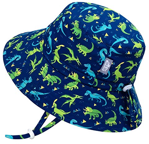 Jan & Jul Schnell Trocknender Sonnenhut für Jungen, Ideal zum Schwimmen (XL: 5-12 Jahre, Dinoland)
