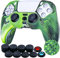 YoRHa Points Housse Coques Autocollants en Silicone Skin Cover pour PS5 Dualsense Manette (Vert Camouflage) x 1 avec Prises de pouce x 10